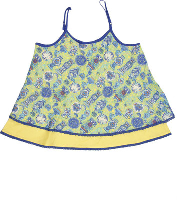 BIBA girls Girls Casual Cotton Layered Top(Blue, Pack of 1, Limgrn-nyblu