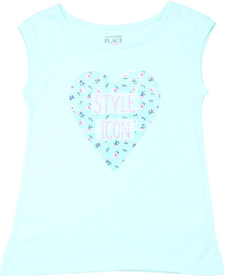 The Children's Place Girls Casual Cotton Top(Light Blue, Pack of 1, 1275