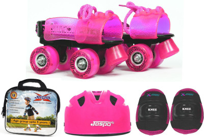 Jaspo Pink Heaven Eco junior Skates Combo (skates+helmet+knee+bag)suitable for age upto 5 years Skating Kit
Jaspo Pink Heaven Eco junior Skates Combo (skates+helmet+knee+bag)suitable for age upto 5 years Skating Kit