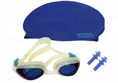 Viva Sports Silicone Cap, Goggles & Ear plugs Swimming Kit