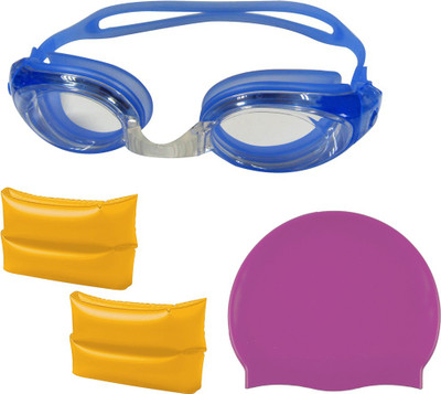Golddust Swimming Goggles, Silicone Cap with ArmBand for 6-12 Year Child Swimming Kit
Golddust Swimming Goggles, Silicone Cap with ArmBand for 6-12 Year Child Swimming Kit