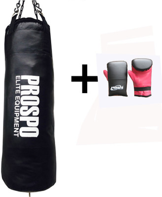 Prospo Unfilled(3 feet) Extra Tough Heavy Bag With Punching Gloves Boxing Kit