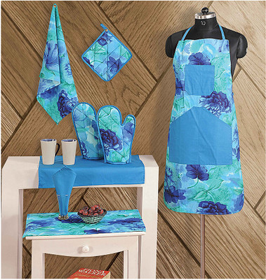 Swayam Green, Blue Cotton Kitchen Linen Set(Pack of 8), Blue;green