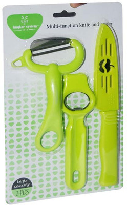 Blossoms Knife,Peeler And Opener Green Kitchen Tool Set(Green)