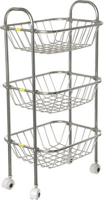 SHREE SINGHAL Three shelves Stainless Steel Kitchen Trolley