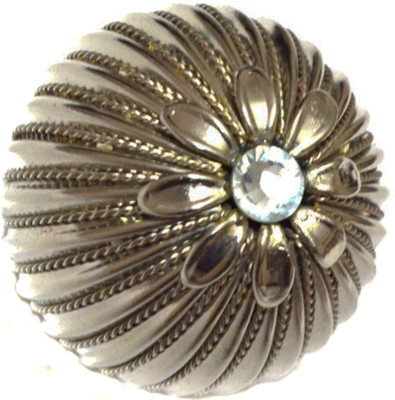 Tangerine Flower with Crystal Silver Plated Cabinet/Draw Knob(Silver Pack of 2)