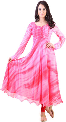 Libas Women's Printed Anarkali Kurta(Pink