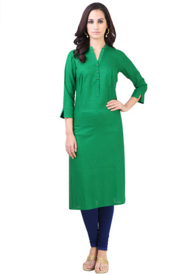 Libas Women's Self Design Straight Kurta(Green)