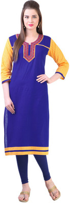Libas Women's Self Design Straight Kurta(Blue)