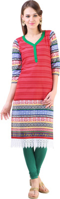 Libas Women' Printed Straight Kurta(Red