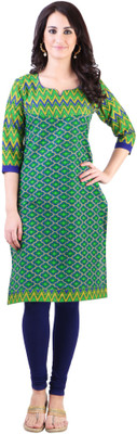 Libas Women's Printed Straight Kurta(Green)