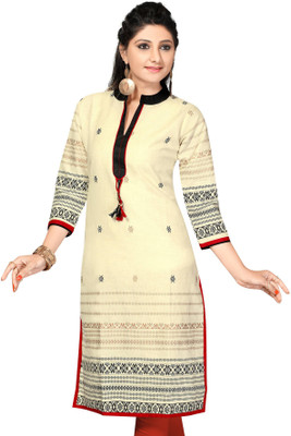 Prerna Fashions Casual Printed Women's Kurti(Beige)