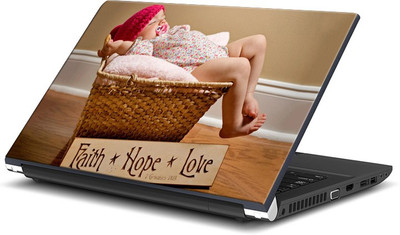 ShopMantra Little Baby Sleeping in Basket Vinyl Laptop Decal 15.6