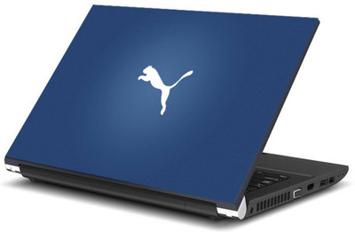 Print Shapes White puma on blue background Vinyl Laptop Decal 15.6