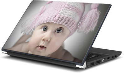 ShopMantra Baby Infant with Pink Woolen Cap Vinyl Laptop Decal 15.6