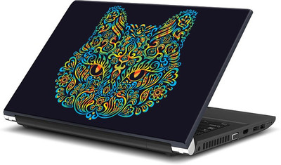 ShopMantra Abstract Shapes Cat Face Vinyl Laptop Decal 15.6