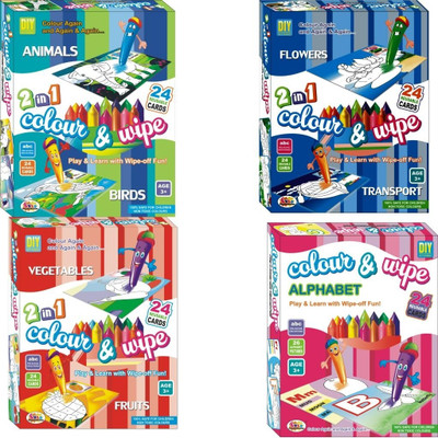 DealBindaas Ekta Colour & Wipe PreSchool Play And Learn Combo 4pcs(Multicolor)