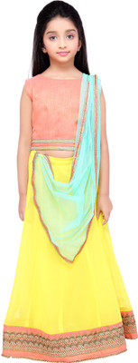 K&U Girls Lehenga Choli Ethnic Wear Self Design Lehenga, Choli and Dupatta Set(Multicolor, Pack of 1), Orange & light green & yellow
K&U Girls Lehenga Choli Ethnic Wear Self Design Lehenga, Choli and Dupatta Set(Multicolor, Pack of 1), Orange & light green & yellow
