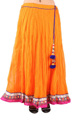ARYA The Design Gallery Solid Women's Regular Orange Skirt