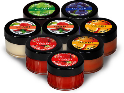Vaadi Herbals Assorted Pack of 8 Lip Balms (2 Strawberry, 2 Orange, 2 Lychee, 1 Mint and 1 Blueberry) Strawberry, Lychee, Mint, Orange, Blueberry(Pack of: 8, 80 g)
Vaadi Herbals Assorted Pack of 8 Lip Balms (2 Strawberry, 2 Orange, 2 Lychee, 1 Mint and 1 Blueberry) Strawberry, Lychee, Mint, Orange, Blueberry(Pack of: 8, 80 g)