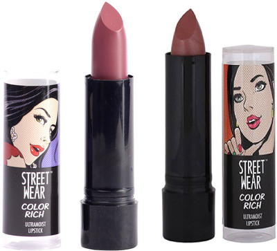 Street Wear Ps Sexy & Pink Champagne Setof2 Lipstick(Multi, 4 g)