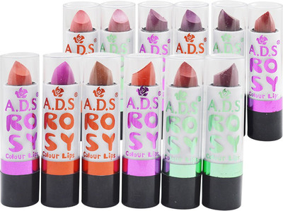 ADS COLOR SPLASH LIPSTICK PACK OF 12PCS(PPTA-A2, 3.8 g)