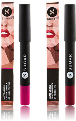 Sugar MATTE AS HELL CRAYON LIPSTICK 02 MARY POPPINS (FUCHSIA) + 03 POISON IVY (WINE)(FUCHSIA, WINE, 5.6 ml)
Sugar MATTE AS HELL CRAYON LIPSTICK 02 MARY POPPINS (FUCHSIA) + 03 POISON IVY (WINE)(FUCHSIA, WINE, 5.6 ml)