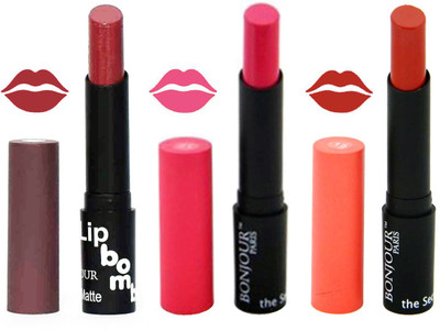 Bonjour Paris Super Matte Lipstick Combo 187(Multicolor,)