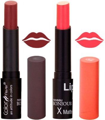 Color Fever Brown Creamy Matte Offer Lipstick Set-01-14(Brown, Peach, 7 g)