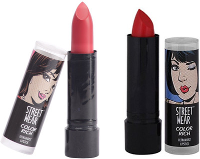Street Wear Pink Persuasion & Reviting Rouge Setof2 Lipstick(Multi, 4 g)