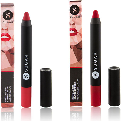 Sugar MATTE AS HELL CRAYON LIPSTICK 01 SCARLETT O'HARA (RED) + 05 ROSE DAWSON(RED, ROSE PINK)
Sugar MATTE AS HELL CRAYON LIPSTICK 01 SCARLETT O'HARA (RED) + 05 ROSE DAWSON(RED, ROSE PINK)