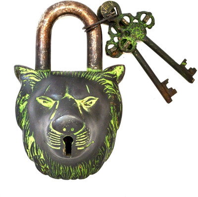 Aakrati Lion Face Nice Handmade Padlock(Green)