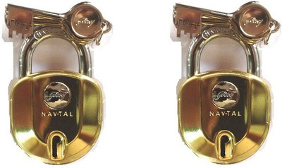 Godrej NAVTAL NXT LOCK 6 LEVERS (4 KEYS) PACK OF 2 Padlock(GOLDEN)