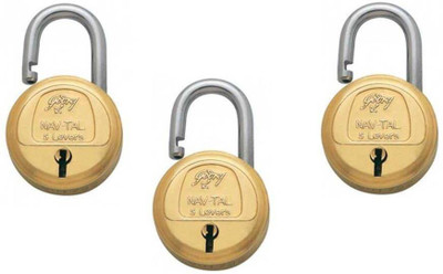 Godrej NAVTAL 5 LEVERS (PACK OF 3) Padlock(Gold)