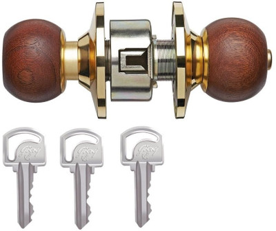 Godrej Cylindrical Lock Classic Wooden Lock(Brown, Gold)