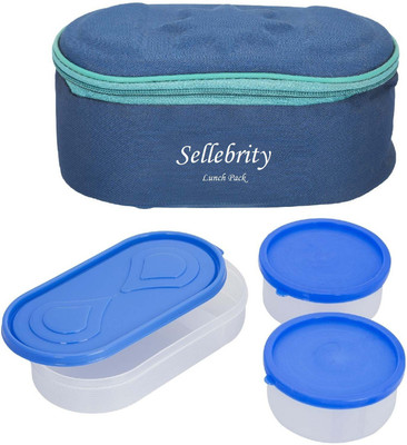 Sellebrity Executive Browny Blue 3 Containers Lunch Box(650 ml)