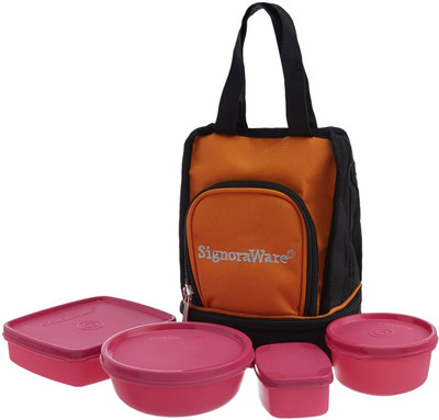 Signoraware 536P 4 Containers Lunch Box(850 ml), Pink