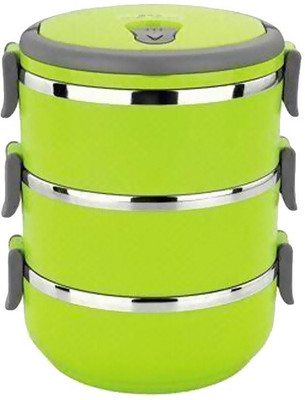 HENGLI 00078 3 Containers Lunch Box(2100 ml), Green