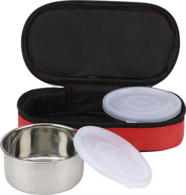 Global Gifts Contemporary 2 Containers Lunch Box(500 ml), Black;red