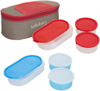 Sellebrity Aone Solace With 3 Boxes 6 Containers Lunch Box(1300 ml), Brown;red