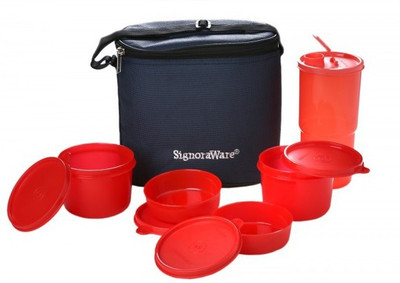Signoraware Combo Executive Lunch Box (Big) Red 5 Containers Lunch Box(2160 ml)