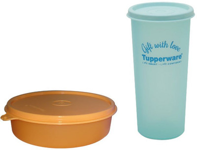 Tupperware Med Handy Bowl ,Tumbler 1 Containers Lunch Box(590 ml), Orange;green