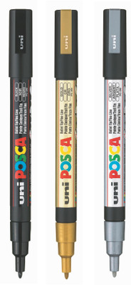 Posca 3M Combo KAS(Set of 3, Black, Gold, Silver)