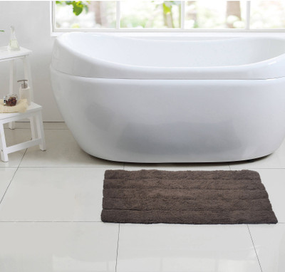 GoodHomes Cotton Bathroom Mat(Brown, Large)