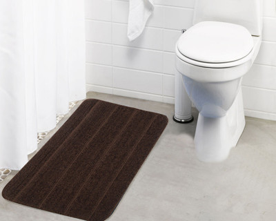 Lushomes Microfiber Bath Mat Anti Rubber Coated(Brown