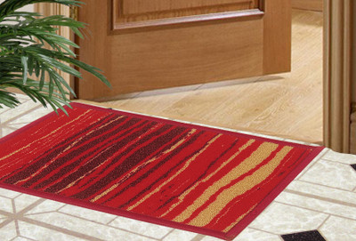 Bianca Nylon Door Mat(Red, Small)