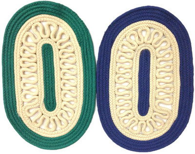 FabLooms Polyester Door Mat(Blue and Green