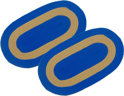Furnishing Zone Cotton Door Mat(Blue, Medium)