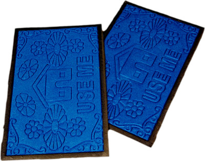 Ritika Carpets Velvet Door Mat(Blue, Medium)
