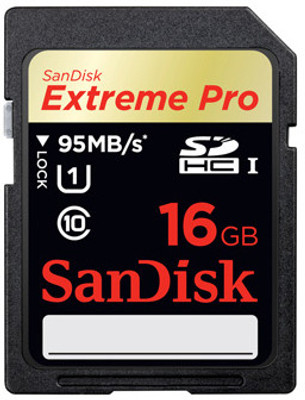 SanDisk Extreme pro 16 GB SDHC Class 10 95 MB/s Memory Card